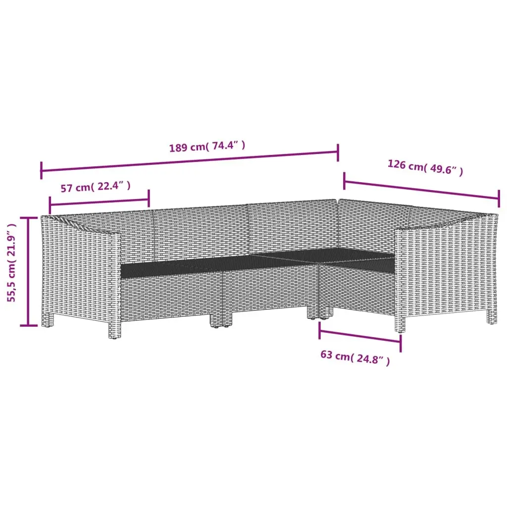 Garden Lounge Set 8 Piece Outdoor Furniture Modular Grey Poly Rattan Cushions