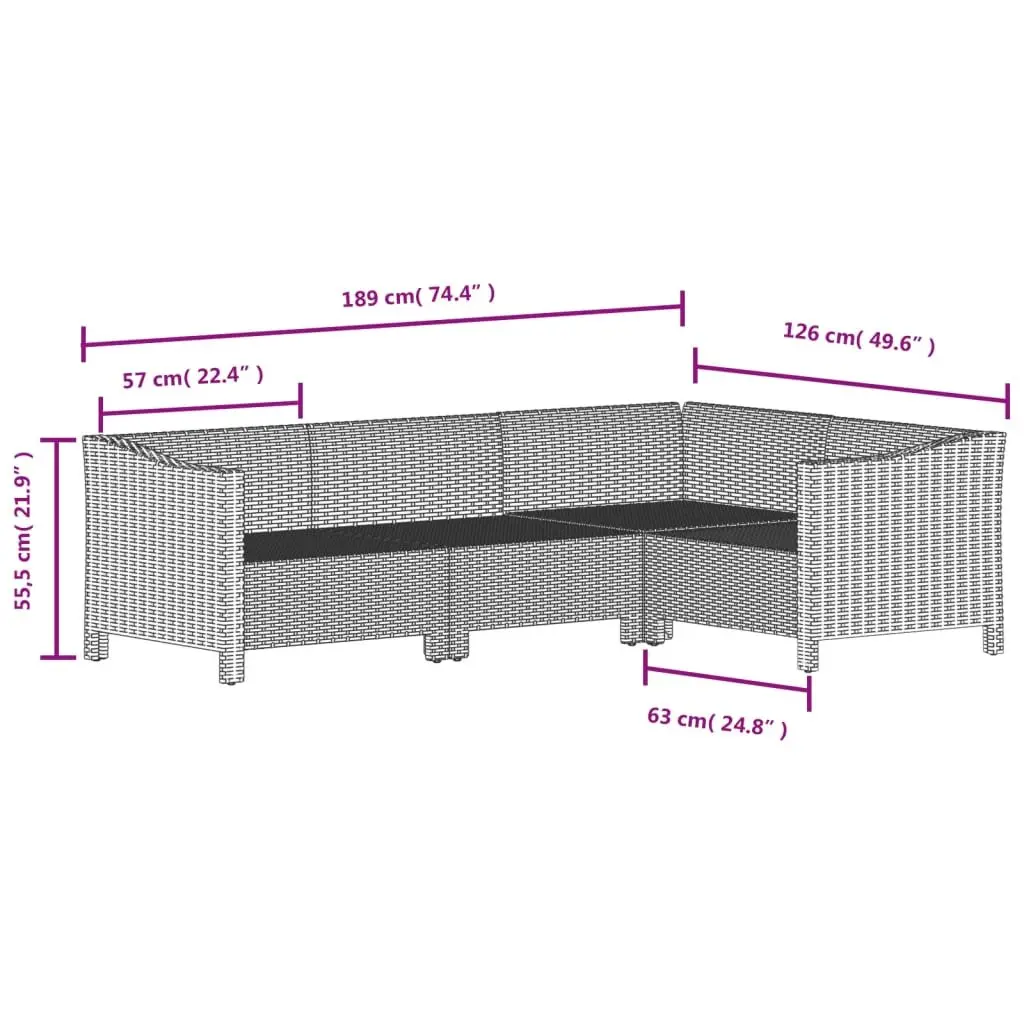 Garden Lounge Set 8 Piece Outdoor Furniture Grey Poly Rattan Sofa with Cushions
