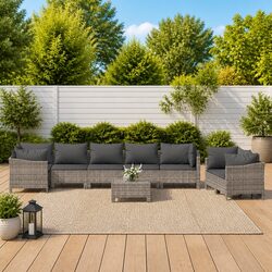 Comfortable 9 Piece Garden Lounge Set in Grey
