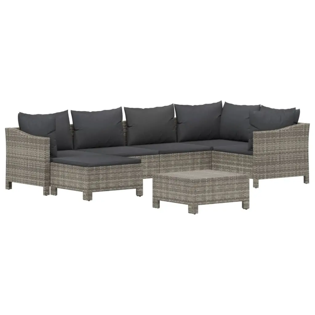 7 Piece Garden Lounge Set Outdoor Furniture Modular Grey Poly Rattan