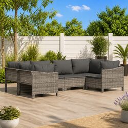 Comfortable and Practical 6-Piece Garden Lounge Set in Grey