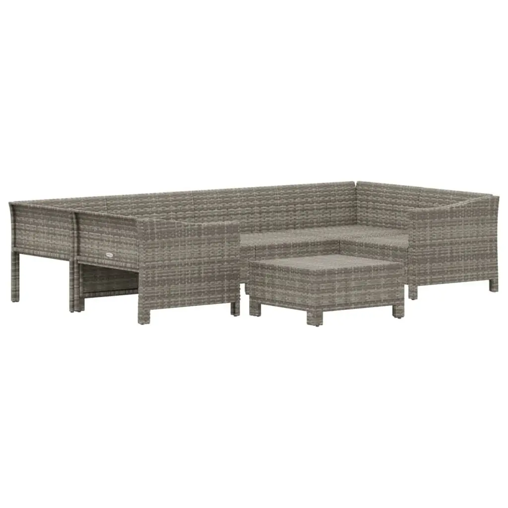 7 Piece Garden Lounge Set Outdoor Furniture Grey Poly Rattan with Cushions