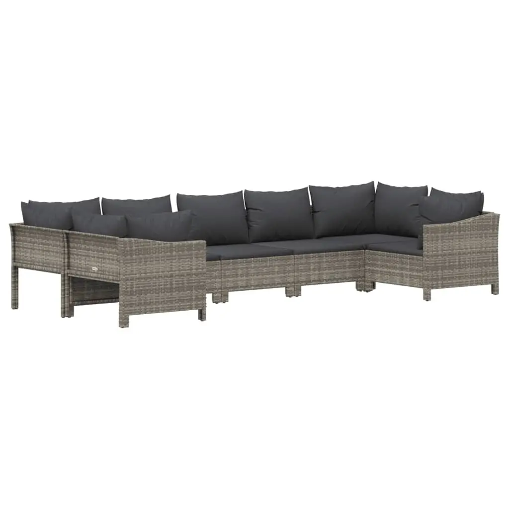 Garden Lounge Set 7 Piece Outdoor Furniture Poly Rattan Grey