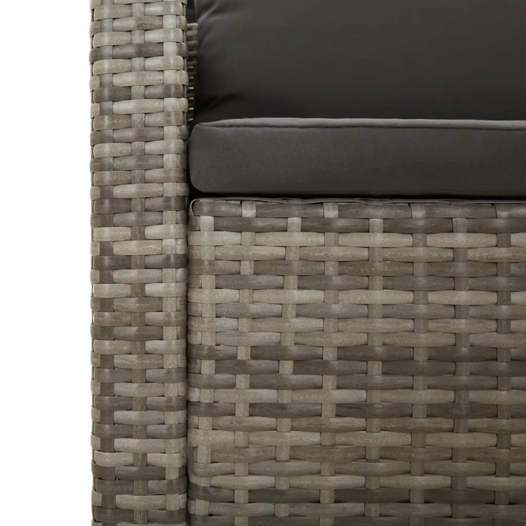 Garden Lounge Set 11 Piece Outdoor Furniture Grey Poly Rattan with Cushions