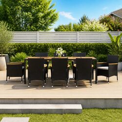 Comfortable 9-Piece Outdoor Dining Set in Black