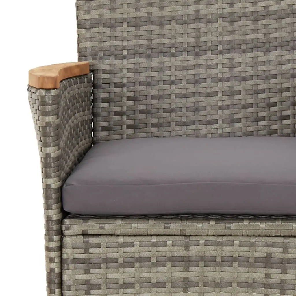 Garden Dining Set 3 Piece Outdoor Furniture Grey Poly Rattan with Cushions