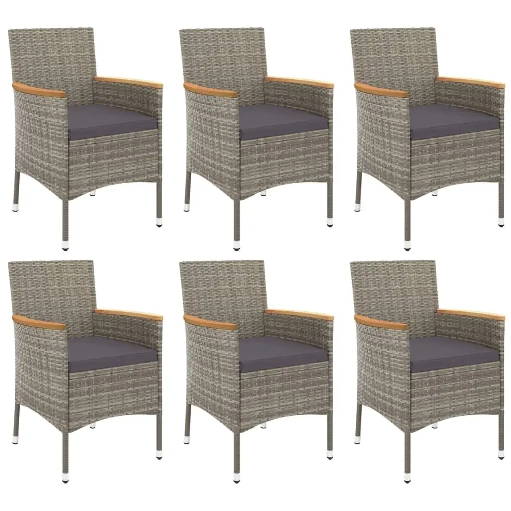 7 Piece Garden Dining Set Outdoor Table Chairs Grey Poly Rattan