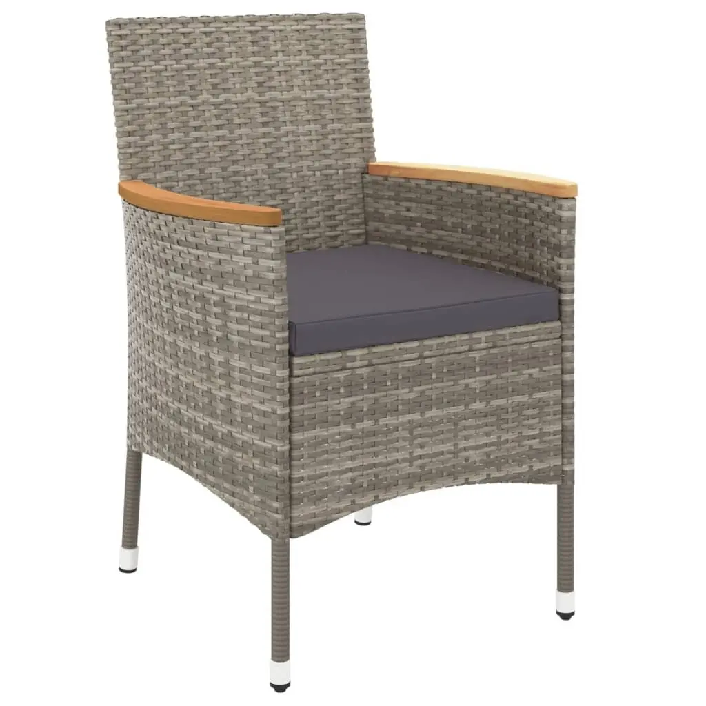 11 Piece Grey Garden Furniture Dining Set with Cushions for Outdoor Use Poly Rattan and Steel Frame