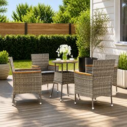 Quality Grey Poly Rattan 5-Piece Bistro Set