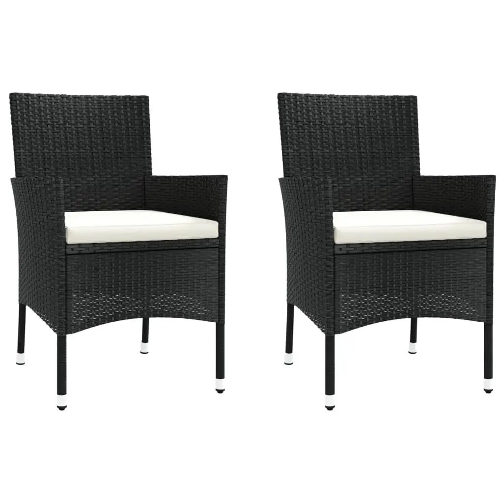 Garden Bistro Set Outdoor Furniture 3 Piece Black PE Rattan Chairs Table
