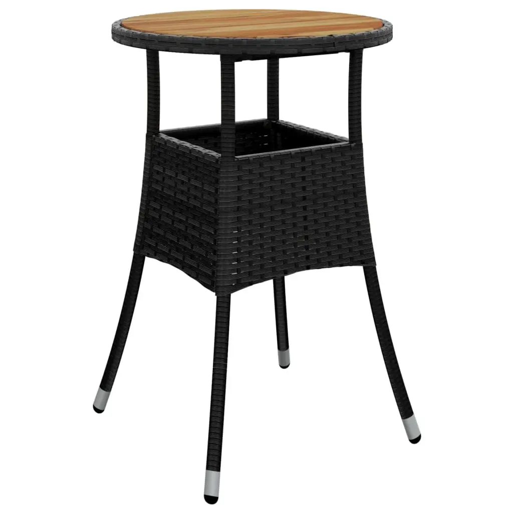 Garden Bistro Set Outdoor Furniture 3 Piece Black PE Rattan Chairs Table