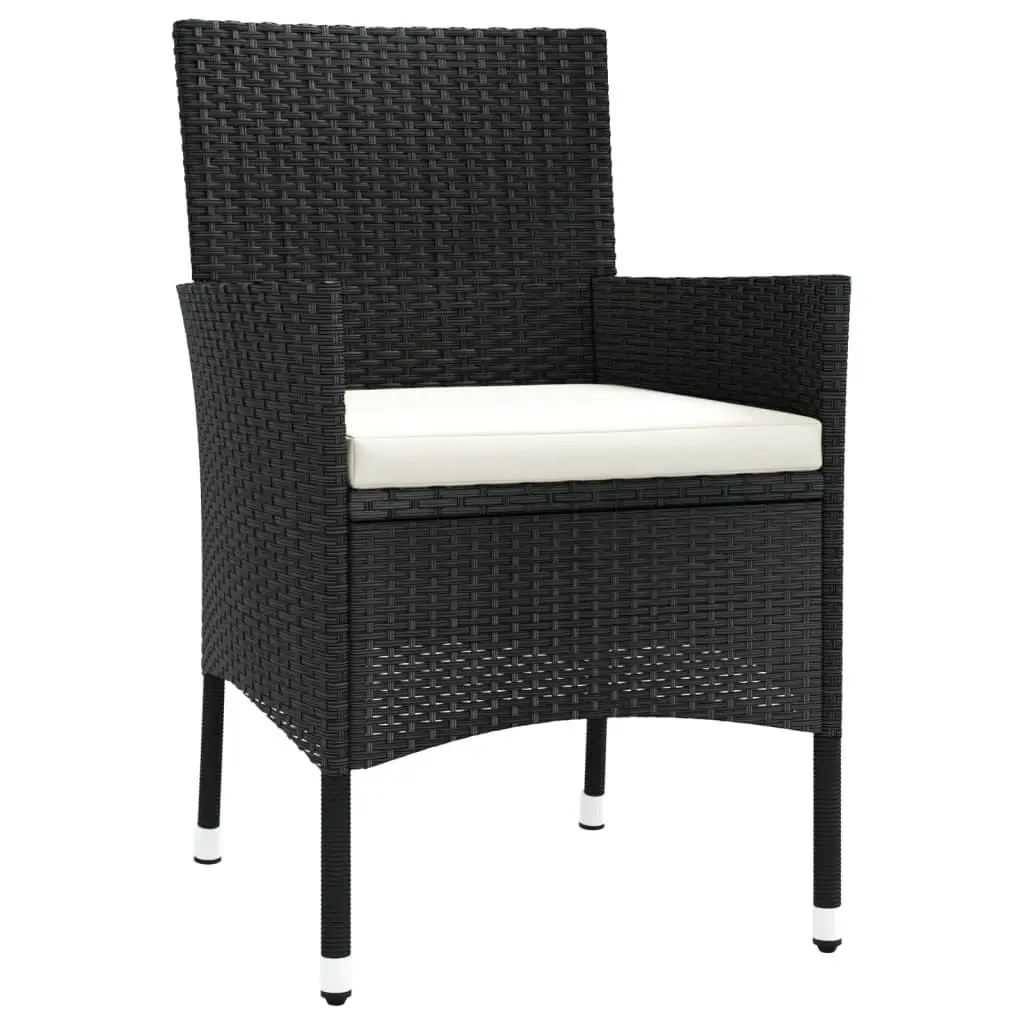 5 Piece Garden Bistro Set Outdoor Furniture Black PE Rattan with Cushions