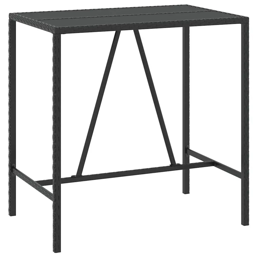 Outdoor Bar Set 7 Piece Cushioned Black Rattan Furniture for Patio Garden Space