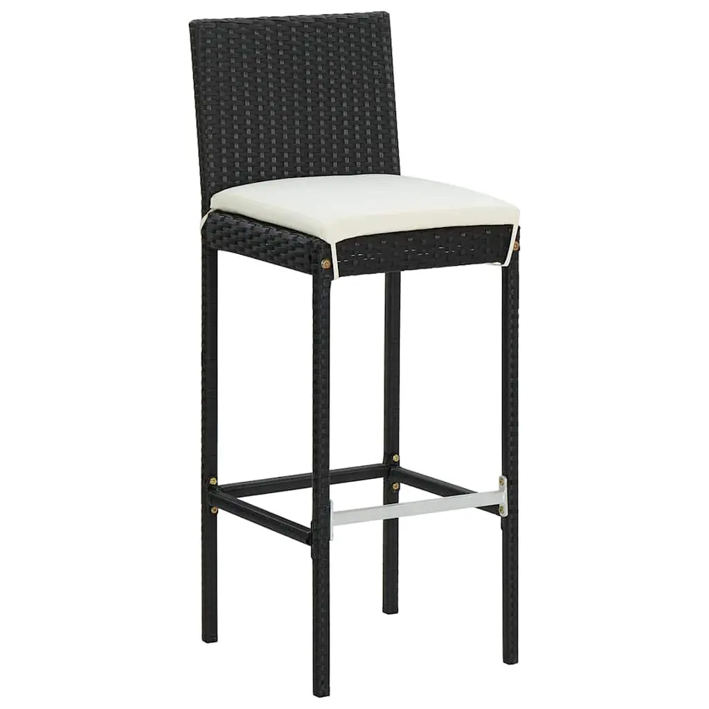 Outdoor Bar Set 5 Piece Black Poly Rattan with Cushions Patio Furniture