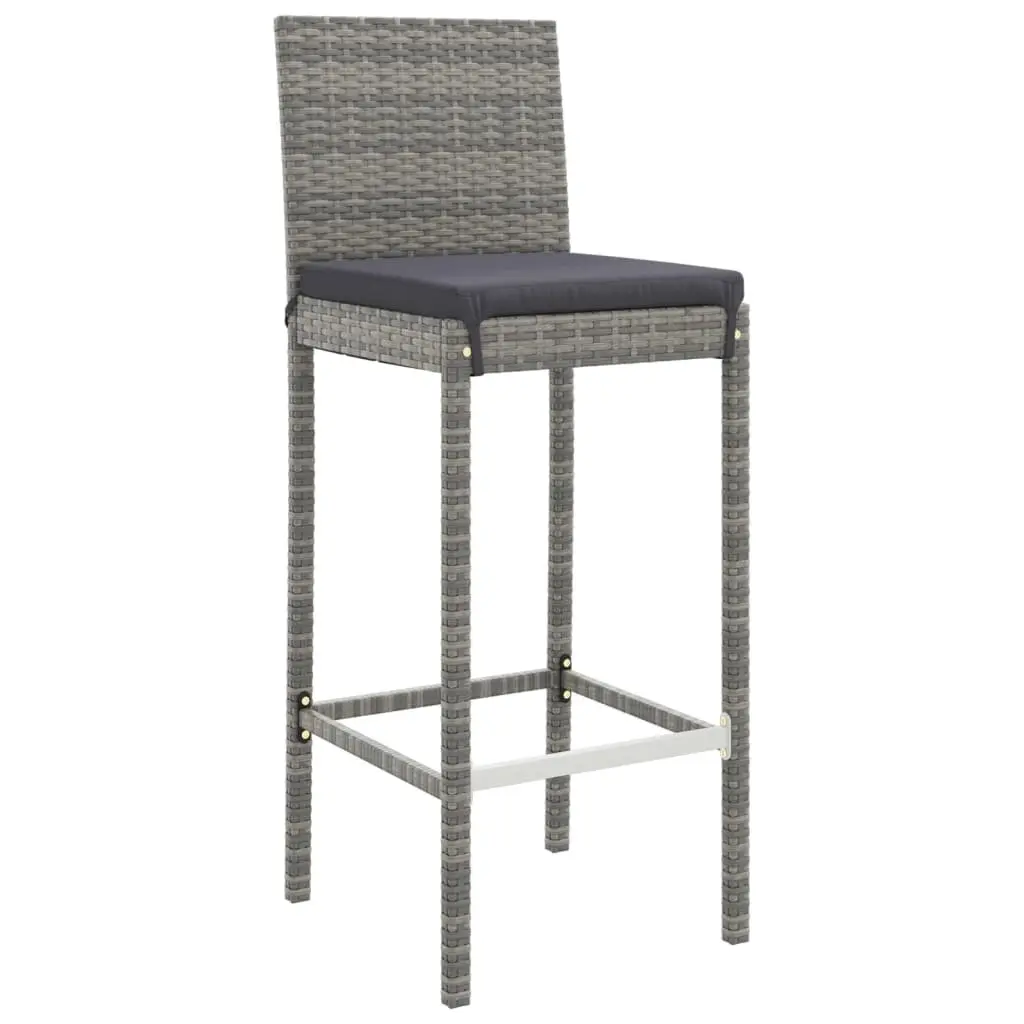 9 Piece Grey Bar Set Poly Rattan Outdoor Furniture with Cushions for Patio Garden