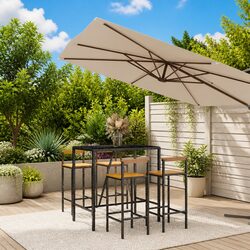 Practical 5 Piece Black Bar Set with Comfortable Seating