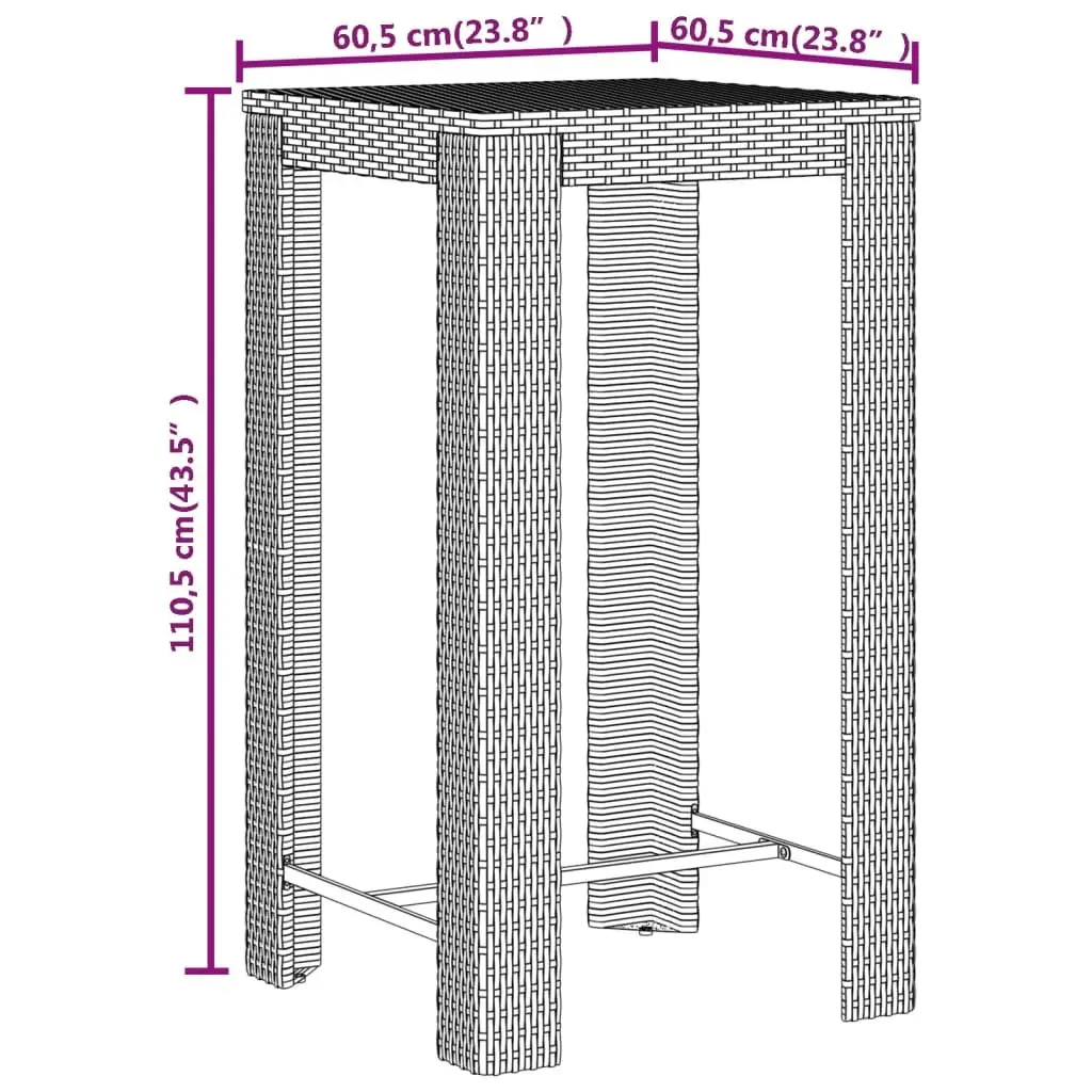 Garden Bar Set 3 Piece Grey Poly Rattan Stool Table Outdoor