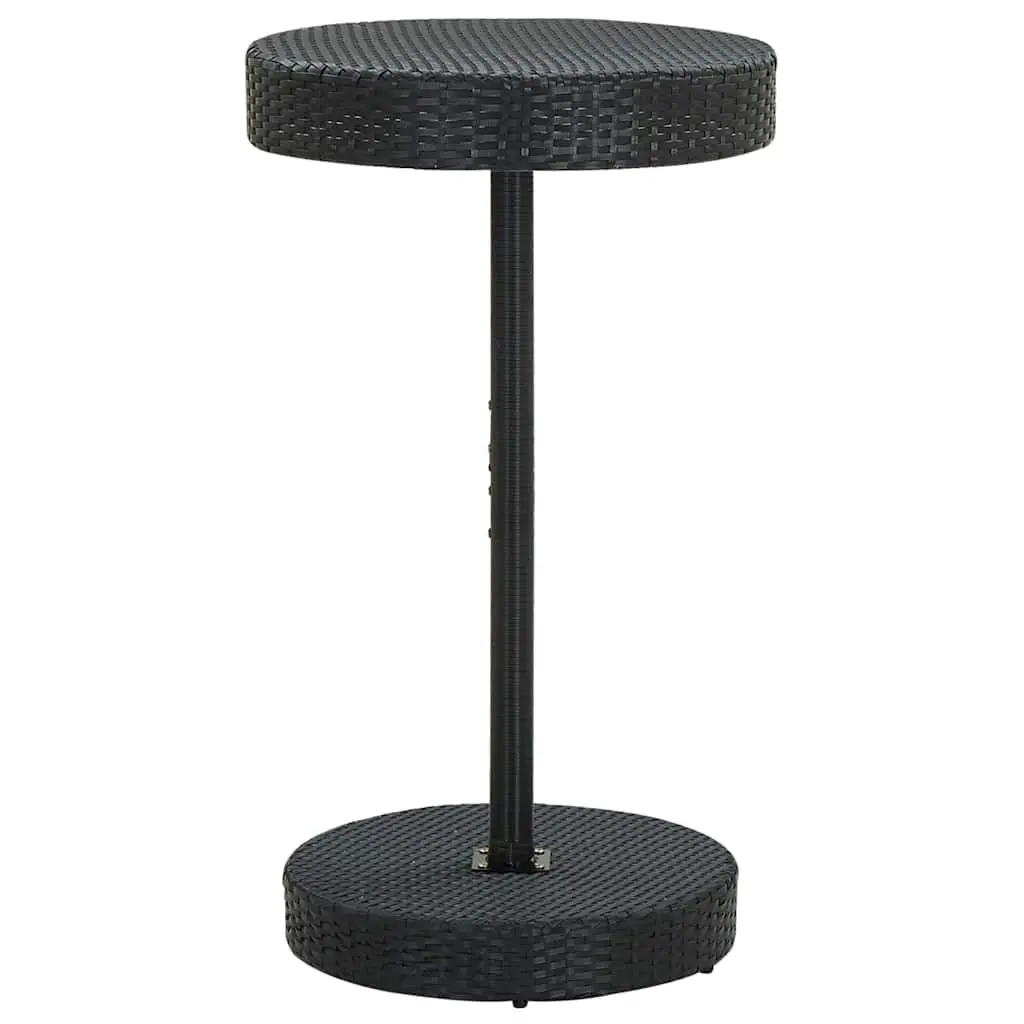 Outdoor Patio Furniture Set 3 Piece Round Bar Table and Stools Black Poly Rattan