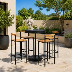 Comfortable 5-Piece Black Bar Set for Gardens