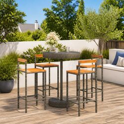 Grey Garden Bar Set - Reliable 5 Piece Outdoor Furniture