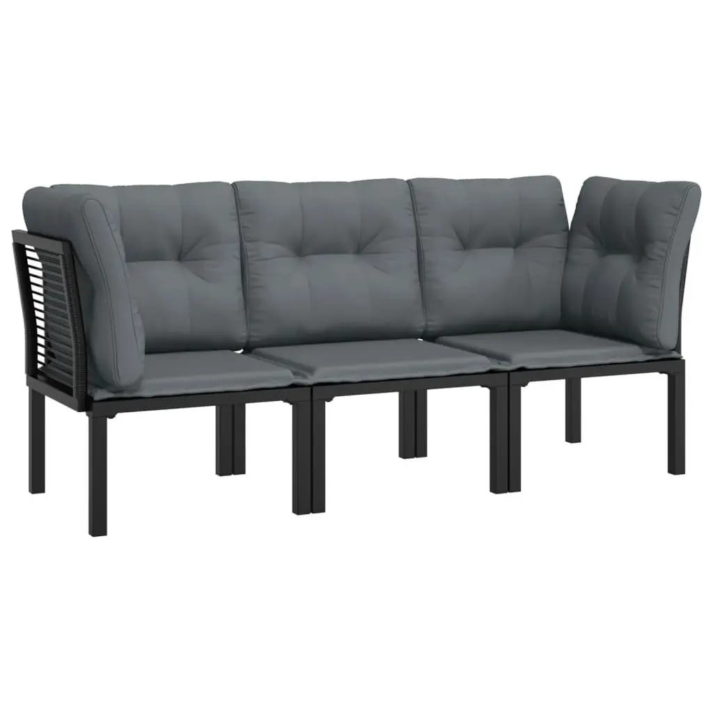Garden Lounge Set Modular Outdoor Furniture 3 Piece Black Grey