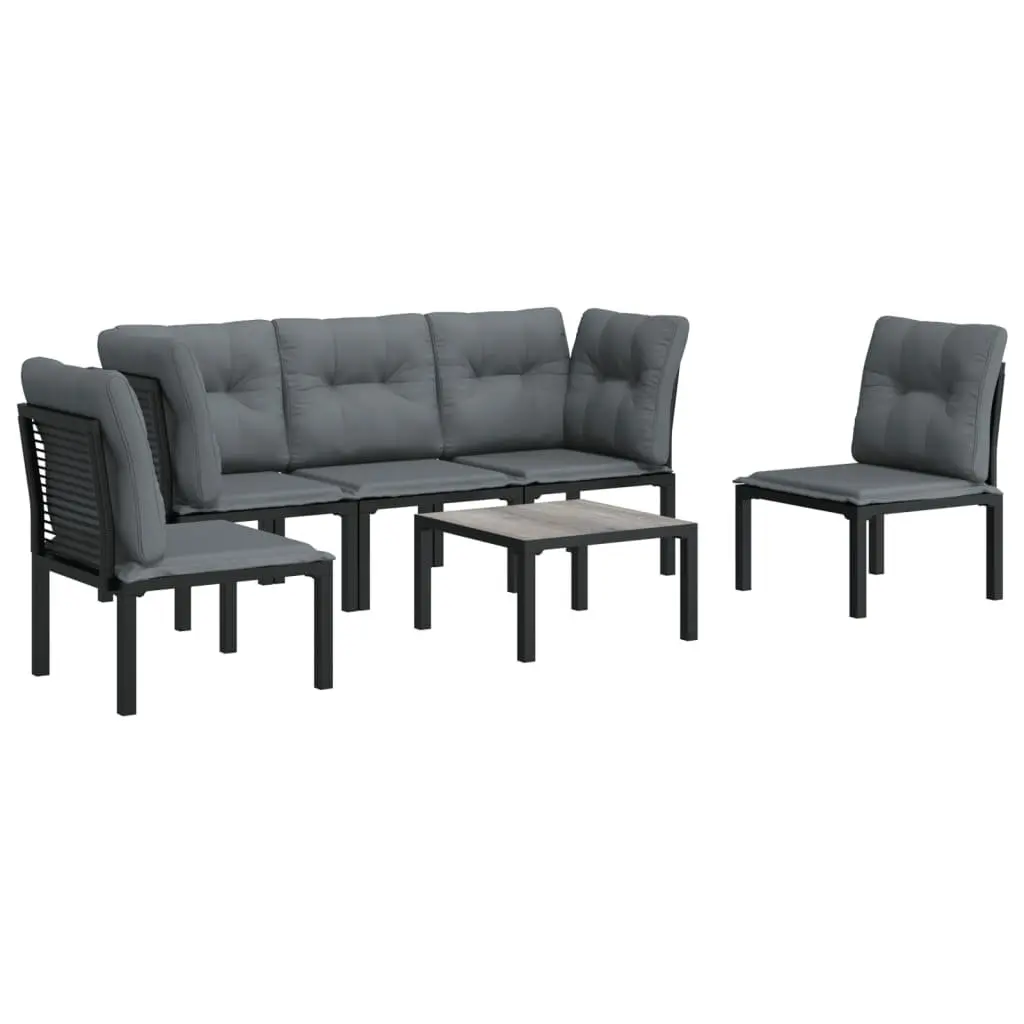 Garden Lounge Set Outdoor Furniture 6 Piece Patio Seating Black Grey Rattan