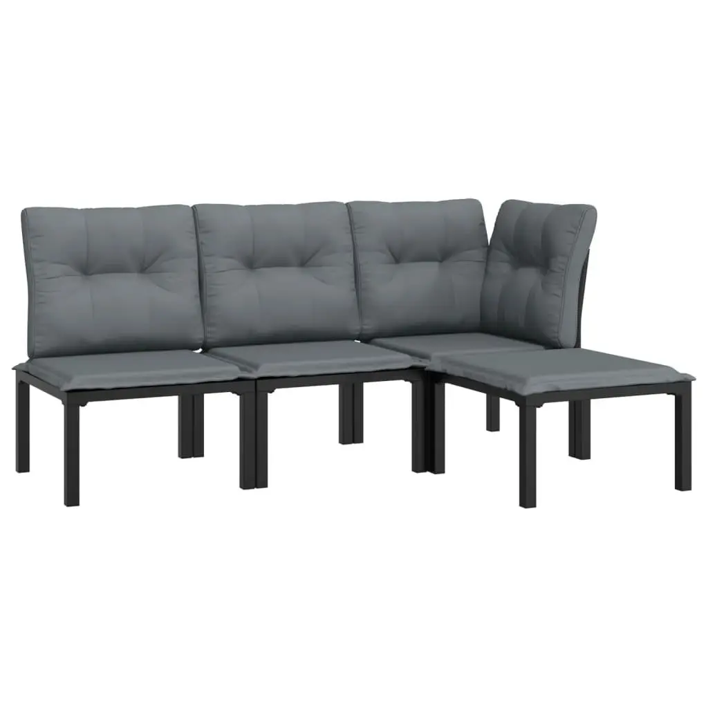 Garden Lounge Set Outdoor Furniture Relaxation 4 Piece Black and Grey