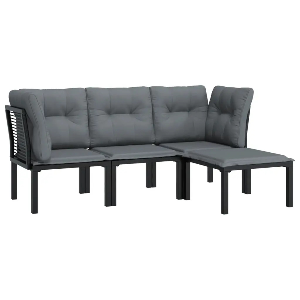 4 Piece Outdoor Garden Lounge Set Black Grey PE Rattan Patio Furniture Sofa