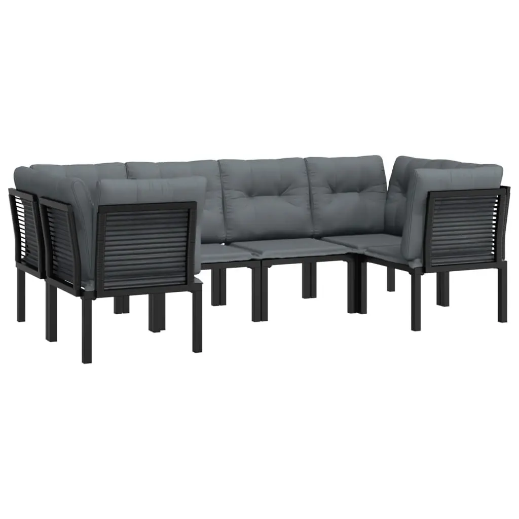 6 Piece Garden Lounge Set Outdoor Furniture Black Grey Poly Rattan Modular