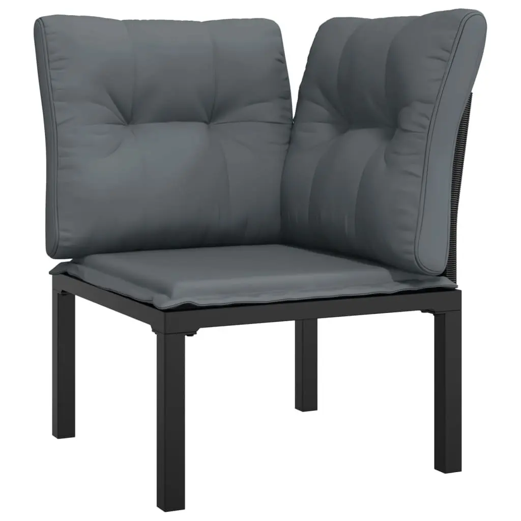 6 Piece Garden Lounge Set Outdoor Furniture Black Grey Poly Rattan Modular