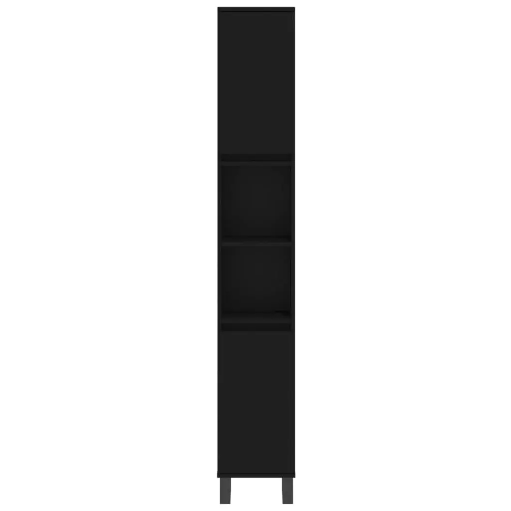 3 Piece Bathroom Cabinet Set Black Storage Furniture Engineered Wood Vanity Unit