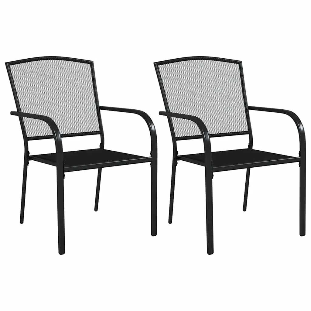 Outdoor Dining Set Garden Furniture 3 Piece Anthracite Steel Stackable Chairs