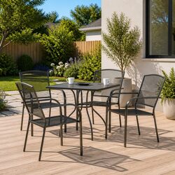 Reliable 5-Piece Anthracite Dining Set for Outdoors