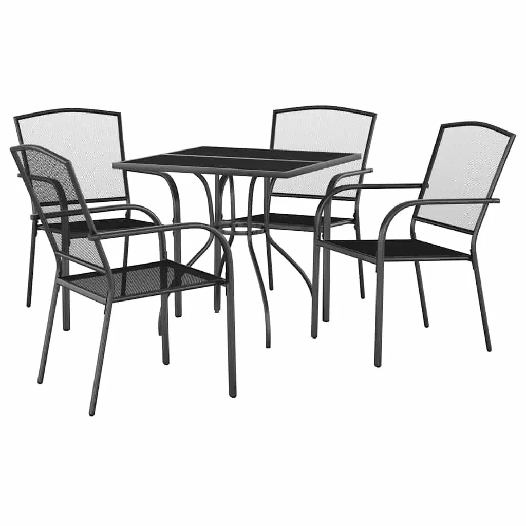 Outdoor Furniture Dining Set 5 Piece Steel Frame Anthracite Garden Patio