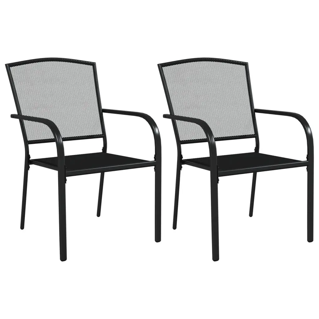 Outdoor Dining Set 3 Piece Steel Frame Anthracite Stackable Chairs Table