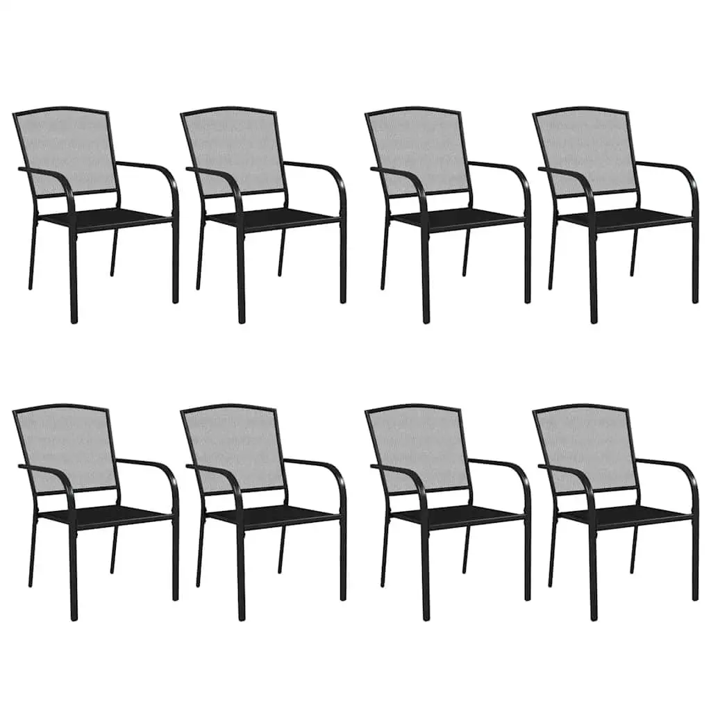 Outdoor Dining Set 9 Piece Garden Furniture Anthracite Steel Frame Stackable