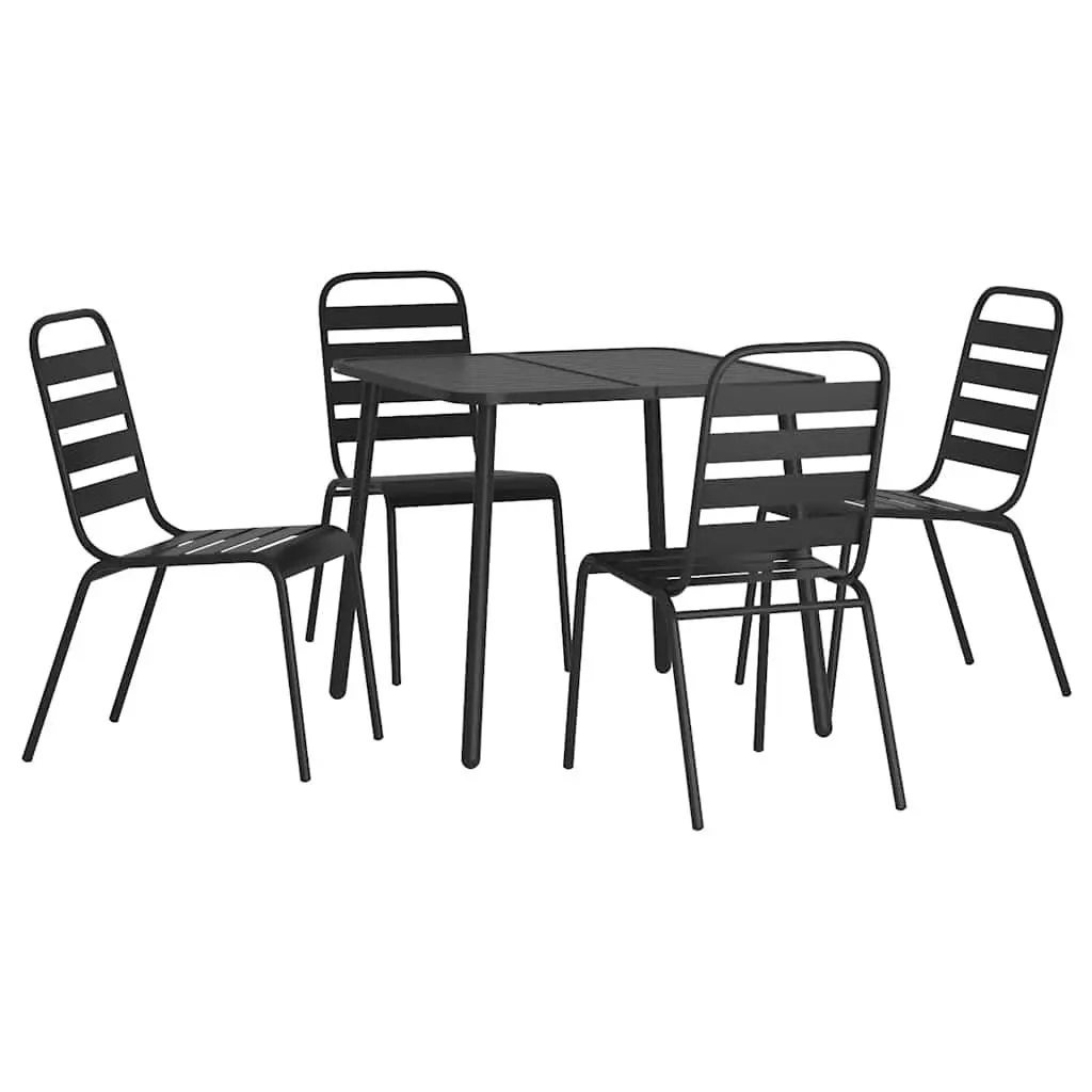 Outdoor Garden Dining Set 5 Piece Steel Frame Anthracite