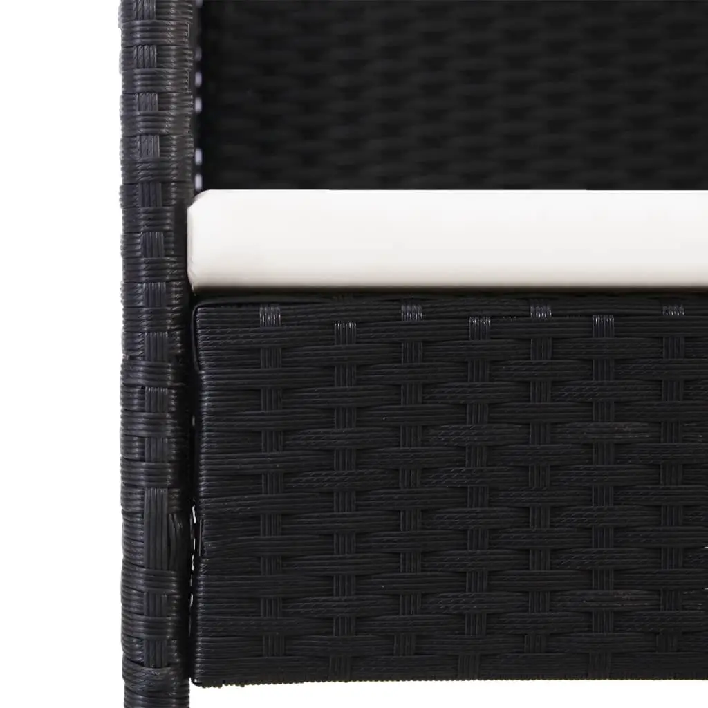Outdoor Garden Chairs Set of 2 Cushioned Black Poly Rattan Patio Seating