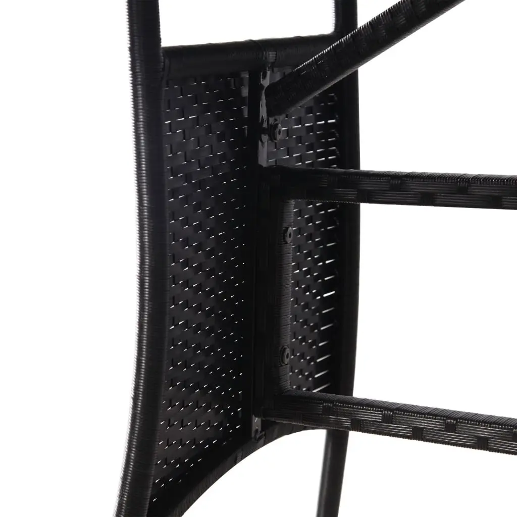 Garden Table 140x80x74cm Black Poly Rattan Outdoor Patio Furniture Glass Top