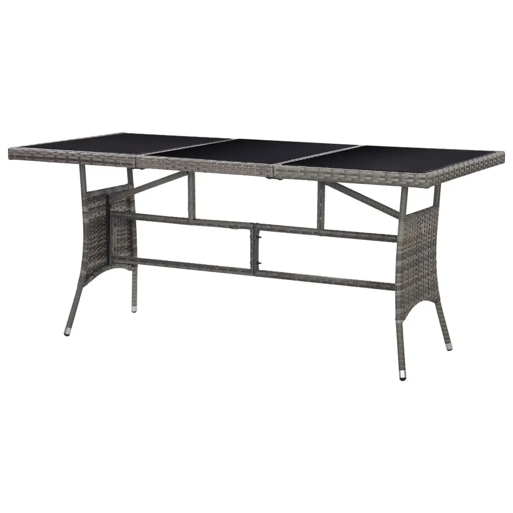 Garden Table Outdoor Patio Furniture Glass Top 170x80x74cm Grey
