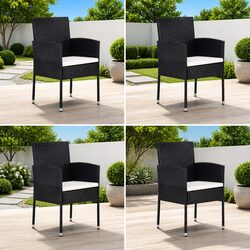 Reliable 4-Piece Garden Chair Set with Cream Cushions