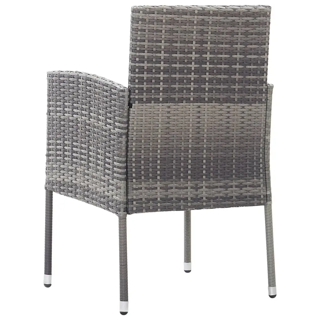 Outdoor Garden Chairs Set 4 Piece Grey Poly Rattan with Dark Grey Cushions
