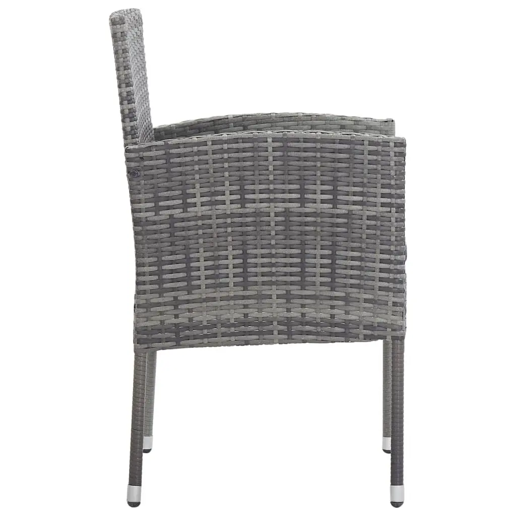 Outdoor Garden Chairs Set 4 Piece Grey Poly Rattan with Dark Grey Cushions