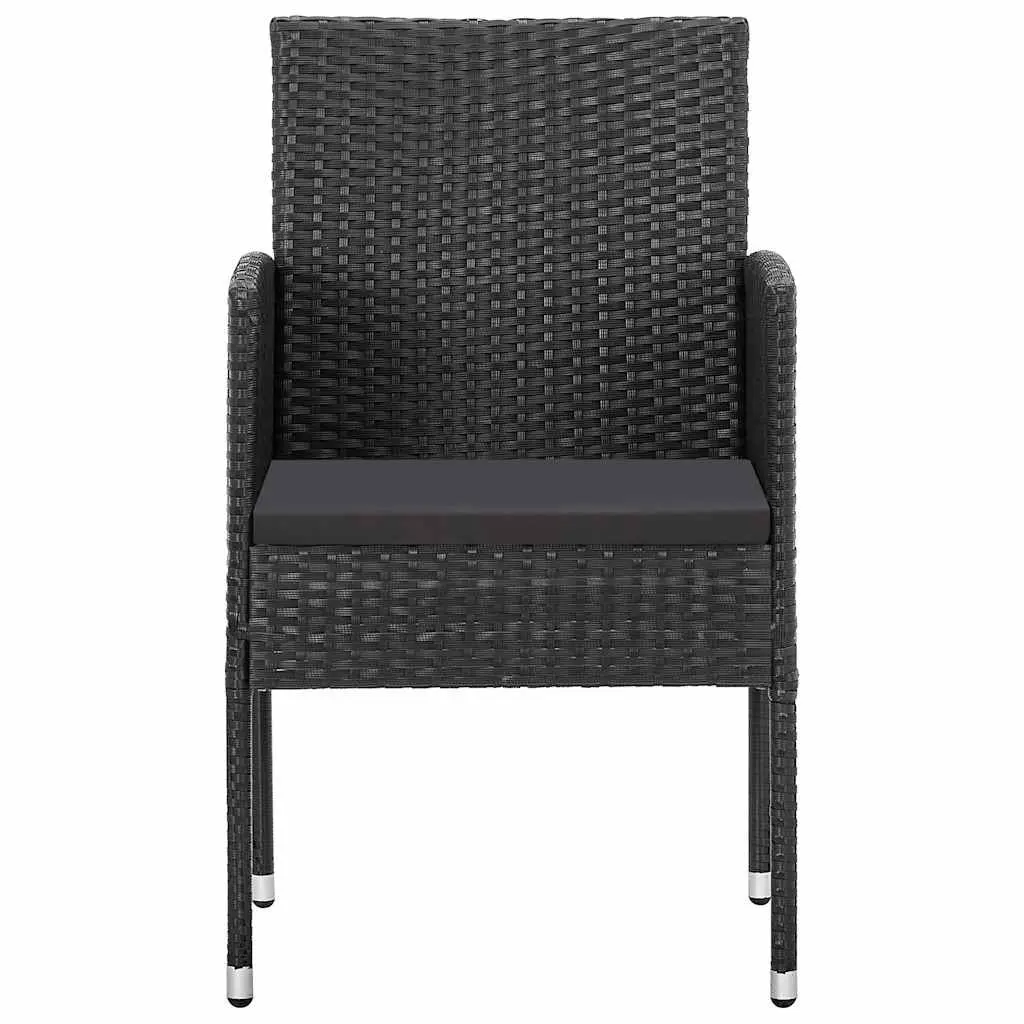 Black Rattan Garden Chairs Set of 4 with Cushions