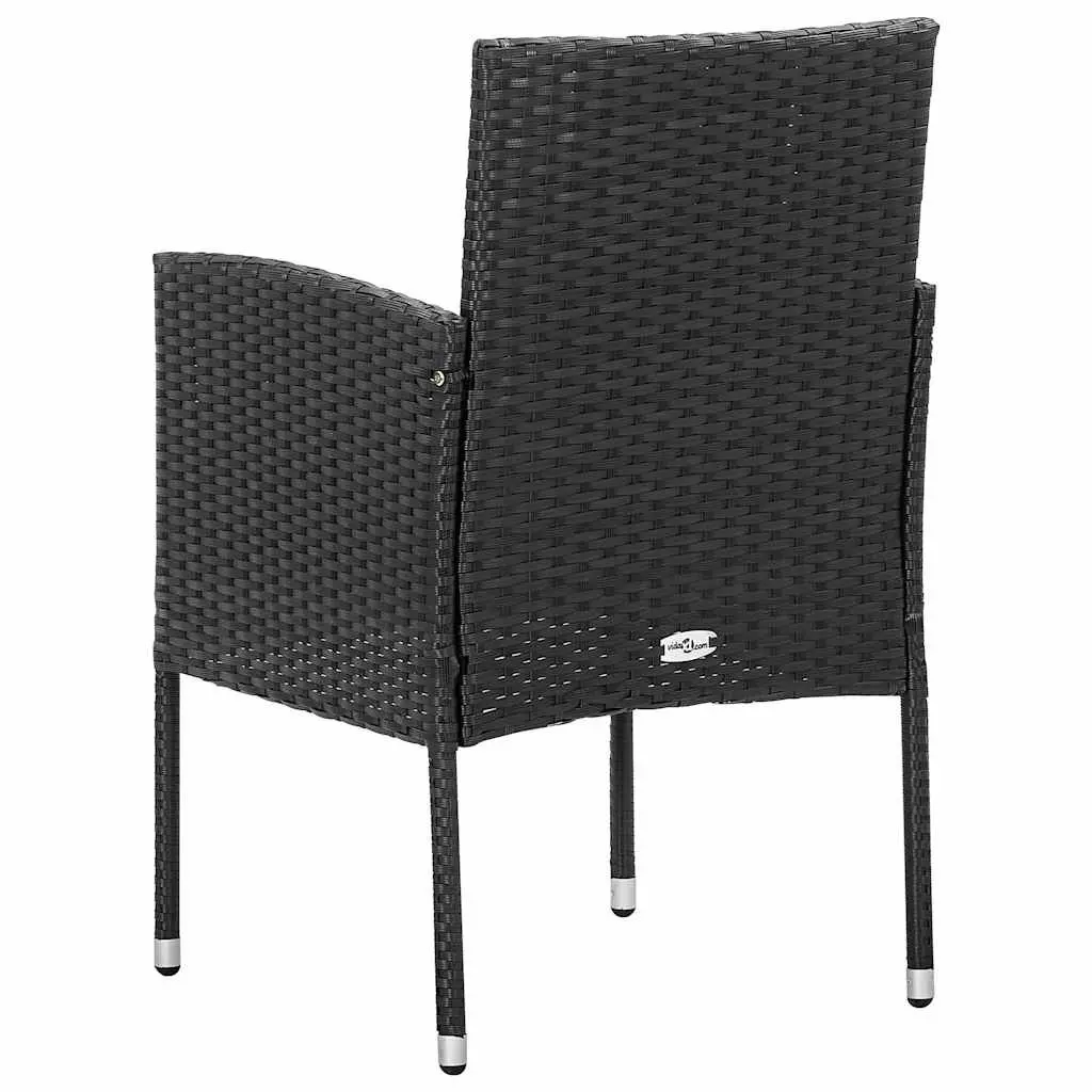 Black Rattan Garden Chairs Set of 4 with Cushions