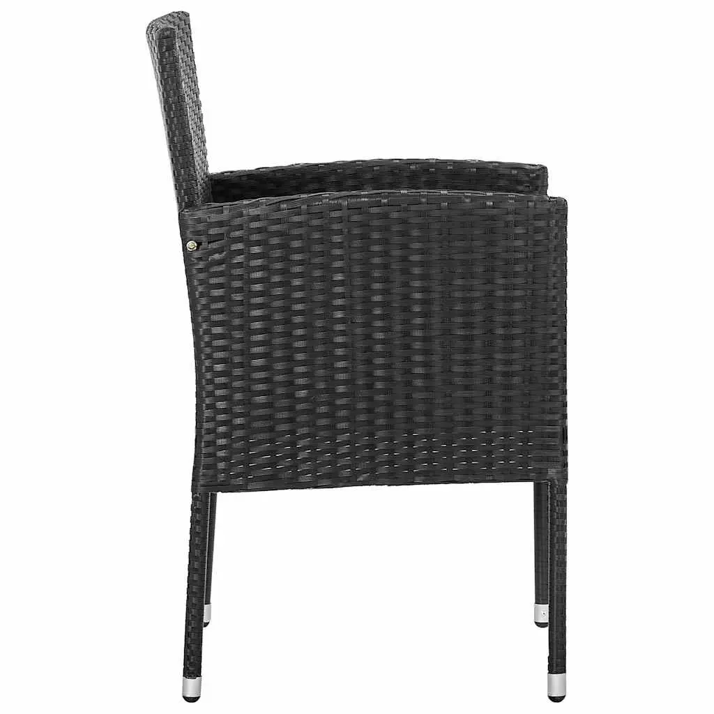 Black Rattan Garden Chairs Set of 4 with Cushions