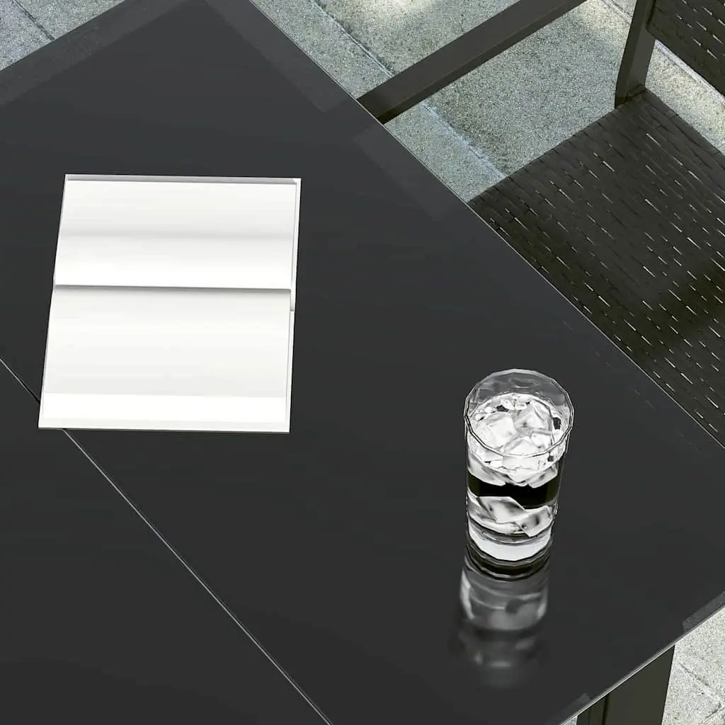 Garden Dining Table Outdoor Use 80x80x74 cm Black Steel Frame Glass Top