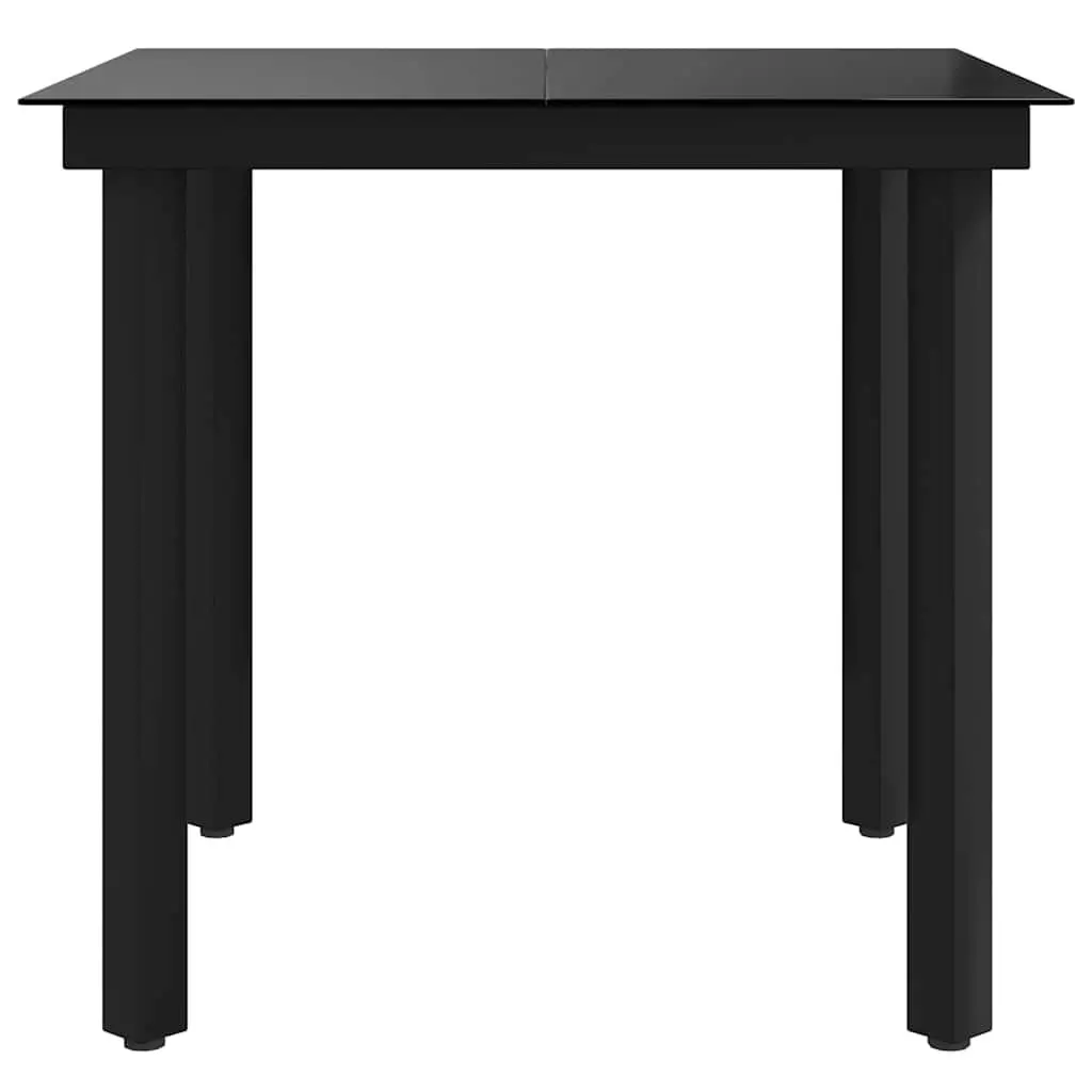 Garden Dining Table Outdoor Use 80x80x74 cm Black Steel Frame Glass Top