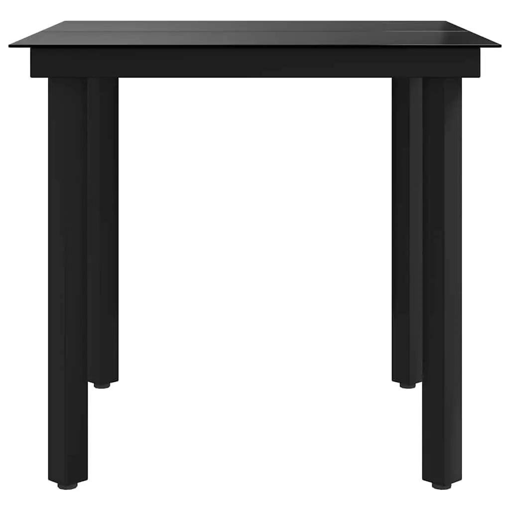 Garden Dining Table Outdoor Use 80x80x74 cm Black Steel Frame Glass Top