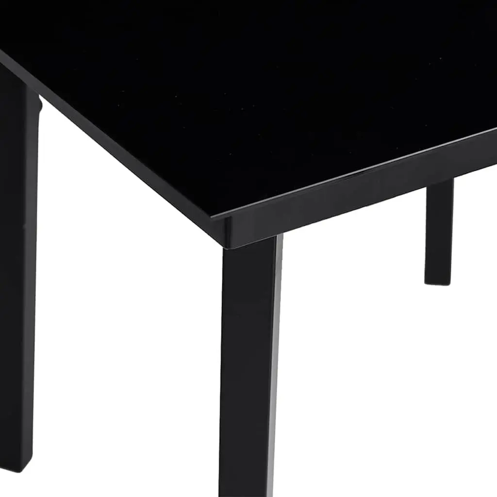 Garden Dining Table Outdoor Use 80x80x74 cm Black Steel Frame Glass Top